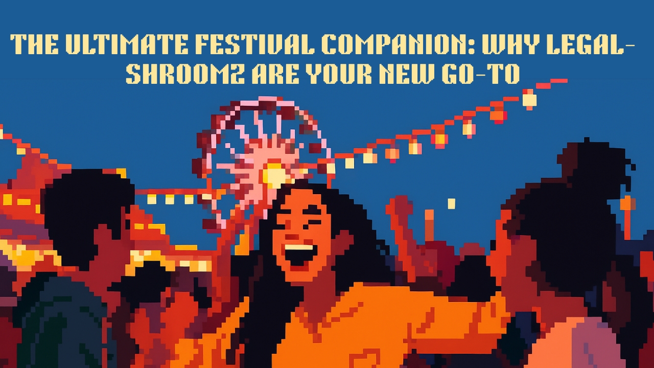 Pixel art of a cheerful woman enjoying a festival with a lit Ferris wheel in the background.