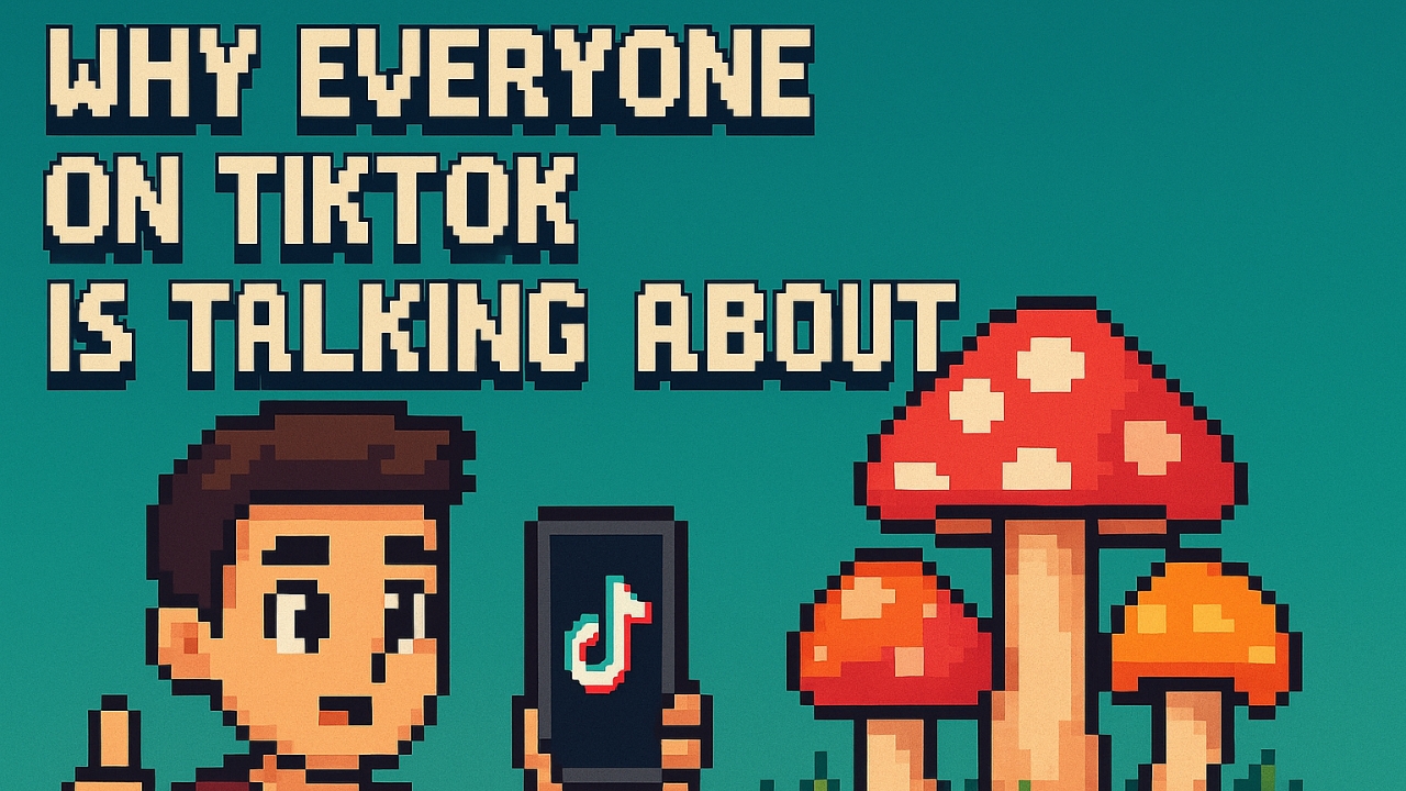 "A colorful pixel-style artwork of a Legal Shroomz bottle surrounded by mushrooms and vibrant patterns."